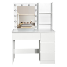 Fésülködőasztal tükörrel és világítással AGA MRDT21 - Matt fehér - 