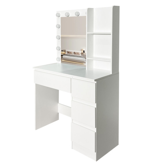 Toaletný stolík so zrkadlom a osvetlením AGA MRDT21 - matný biely