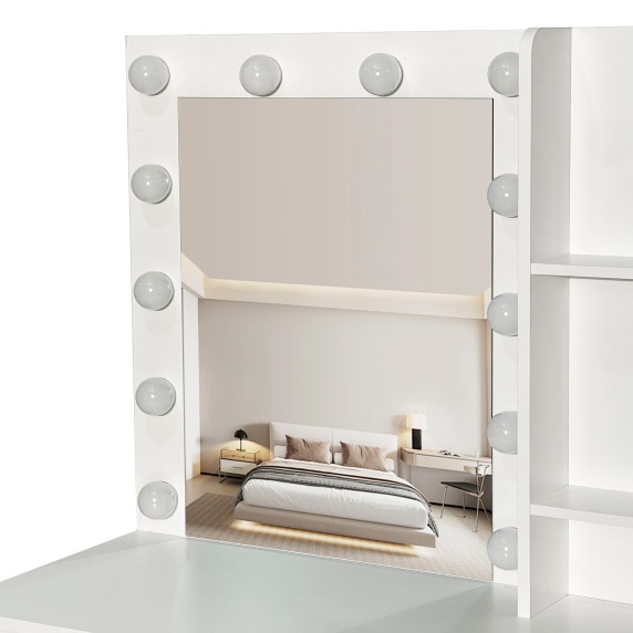 Toaletný stolík so zrkadlom a osvetlením AGA MRDT21 - matný biely