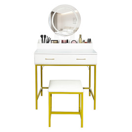 Fésülködőasztal világítással és székkel AGA MRDT24 - Fehér - 
