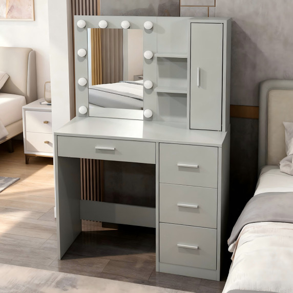 Masa de toaletă cu oglindă și iluminare AGA MRDT23 – gri