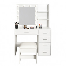 Masa de toaletă cu oglindă și iluminare + taburet AGA MRDT22 – alb - 