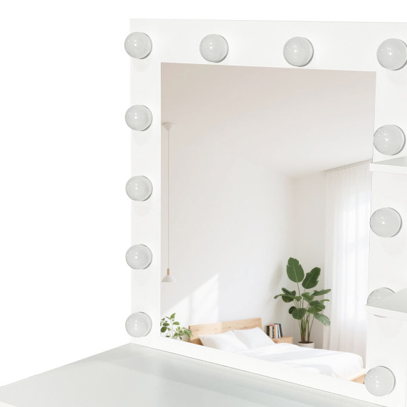 Masa de toaletă cu oglindă și iluminare + taburet AGA MRDT22 – alb