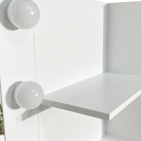 Masa de toaletă cu oglindă și iluminare + taburet AGA MRDT22 – alb