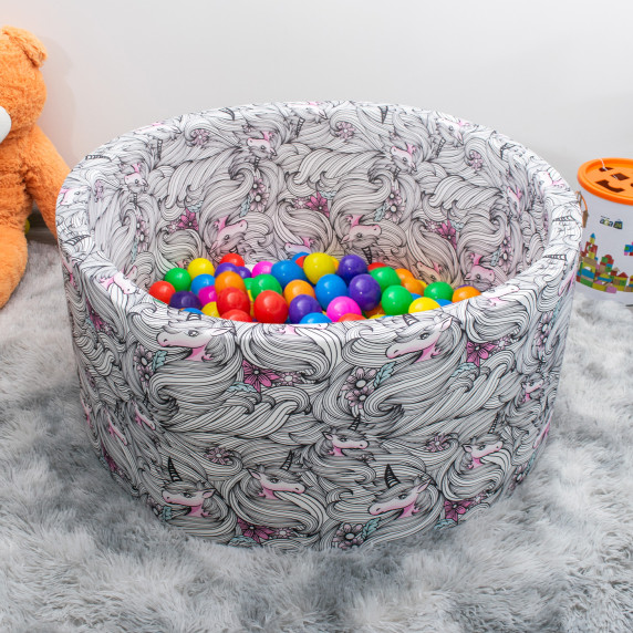 Suchý bazén s loptičkami 90x40 cm AGA DS5943 - jednorožec