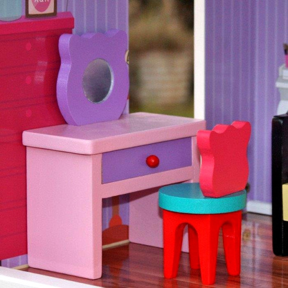 Casă pentru păpuși, cu 3 etaje, garaj dublu, lift și mobilă elegantă Hilary Aga4kids