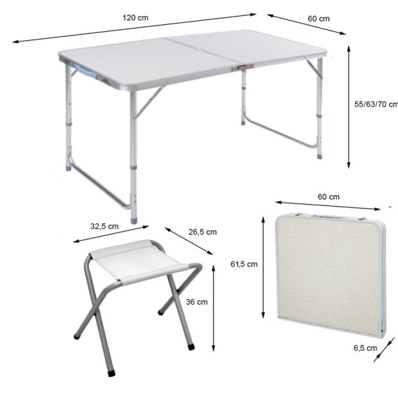 Set masă camping, pliabilă cu 4 scaune aluminiu Linder Exclusiv MC330872