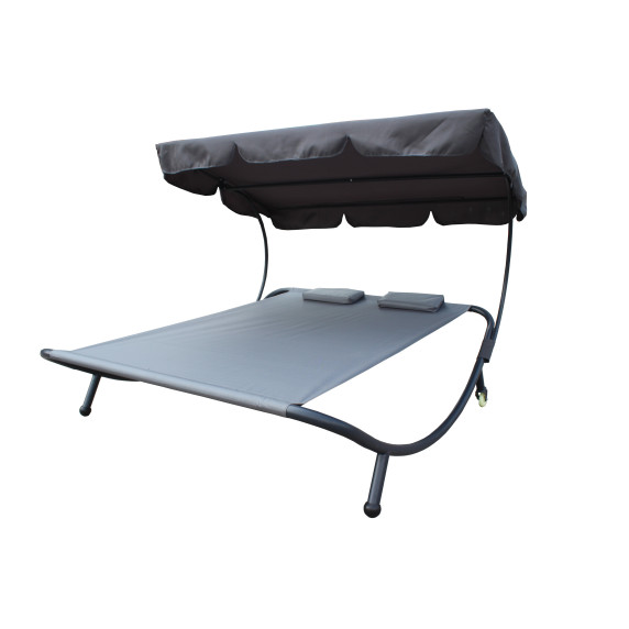 Záhradné lehátko pre dve osoby so strieškou AGA MR4251Grey ST230088-GREY - sivé