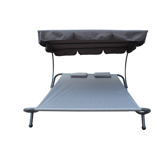 Záhradné lehátko pre dve osoby so strieškou AGA MR4251Grey ST230088-GREY - sivé