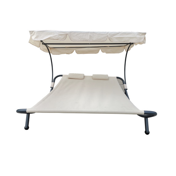 Șezlong plajă cu copertină reglabilă pentru 2 persoane - crem - Linder Exclusiv