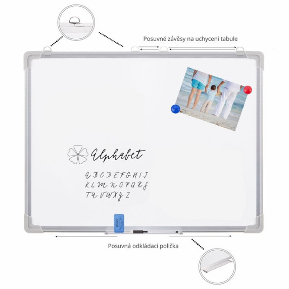 Tablă magnetică cu cadru din aluminiu - 90x60 cm - MRMB102 AGA