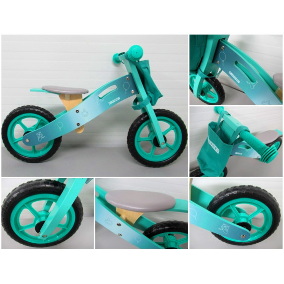 Bicicletă fără pedale din lemn - R-Sport R10 - turcoaz