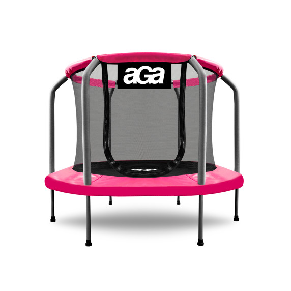 Trambulină cu plasă de protecție interioară - 150 cm - roz/gri - MR1150 Aga