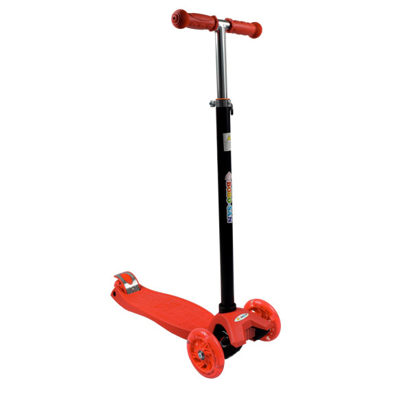 Háromkerekű gyerek roller LED kerekekkel Bobo-San - piros