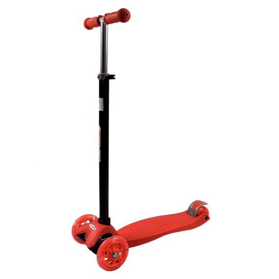Háromkerekű gyerek roller LED kerekekkel Bobo-San - piros