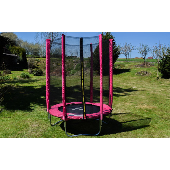Trambulină 150 cm cu plasă de protecție externă - roz - AGA SPORT TOP