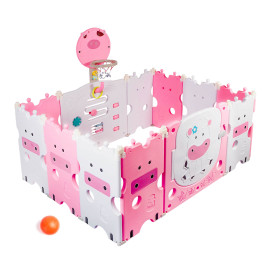 Detská plastová ohrádka 118 x 150 x 64 cm Aga4Kids DS4104-PI - ružová - 