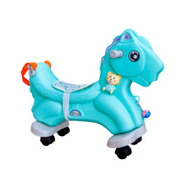 Balansoar căluți din plastic cu rotile - Aga4Kids DS3802 - Albastru - 
