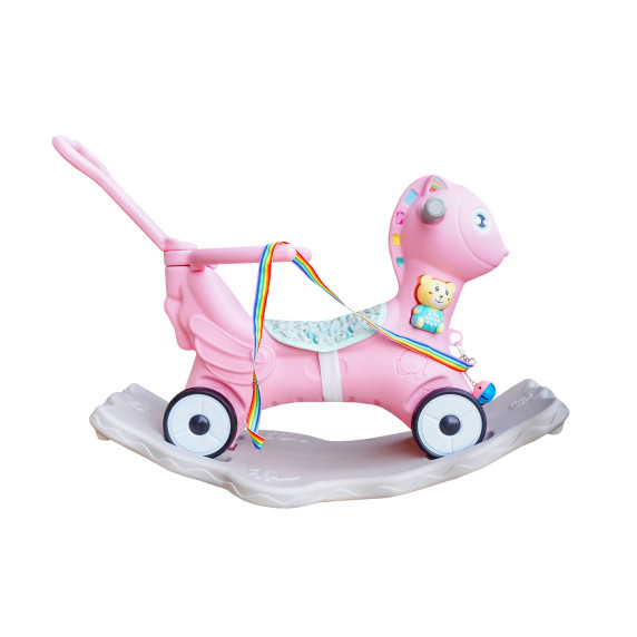 Căluț balansoar din plastic 2in1 - Aga4Kids DS3803-PINK - Roz