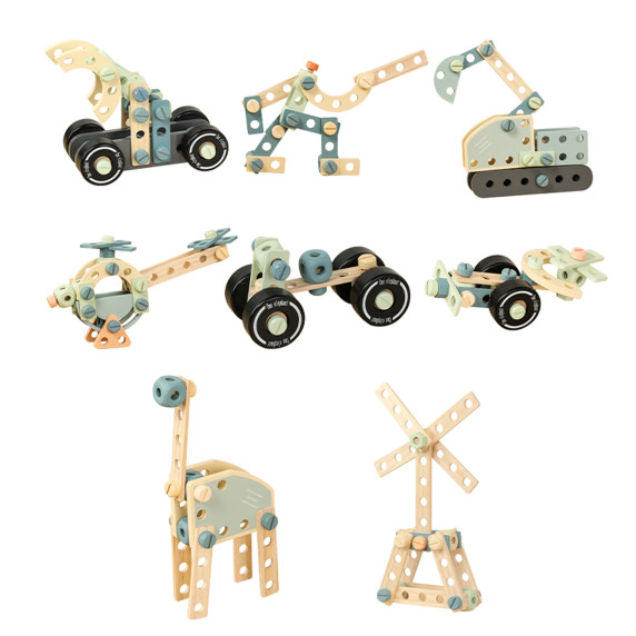 Set  de construcție din lemn 89 piese -  Aga4Kids DS5665