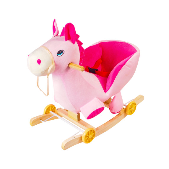 Balansoar  cu roți  pentru copii - Aga4Kids DS4609 Rocking Horse Pink- Ponei Roz