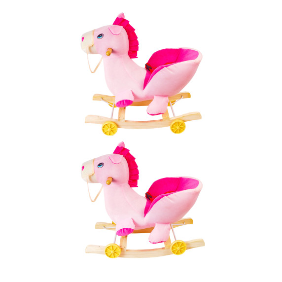 Balansoar  cu roți  pentru copii - Aga4Kids DS4609 Rocking Horse Pink- Ponei Roz