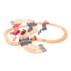 Set de tren din lemn - Aga4Kids DS5644- 30 de piese - 