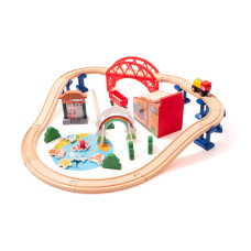 Set de tren din lemn - Aga4Kids DS5646 - 30 de piese - 