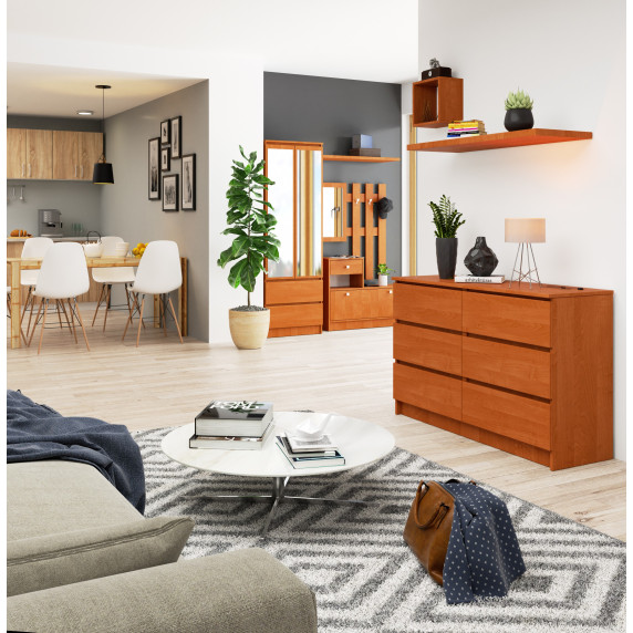 Komoda so 6 zásuvkami 120 x 77 x 40 cm AKORD CLP - jelša