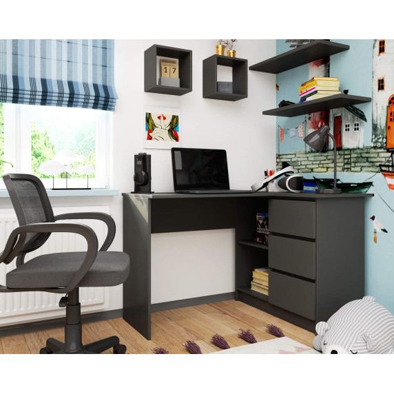 Sarok íróasztal jobbos 124,5 x 77 x 85 cm AKORD CLP B16 - szürke
