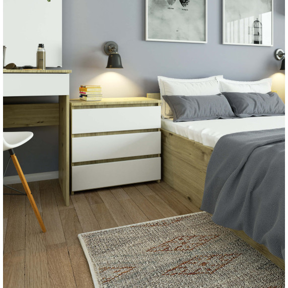 Komoda s 3 zásuvkami 60 x 57 x 35 cm AKORD CLP CL3 - dub artisan/biela