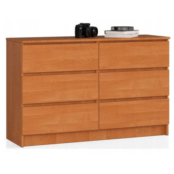 Komoda so 6 zásuvkami 120 x 77 x 40 cm AKORD CLP - jelša