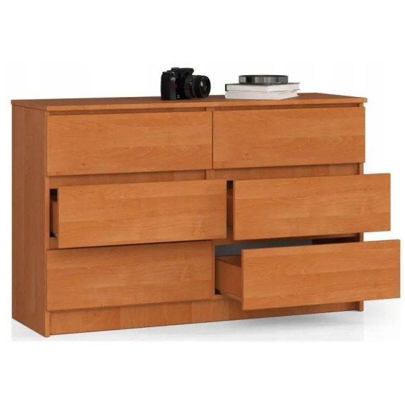 Komoda so 6 zásuvkami 120 x 77 x 40 cm AKORD CLP - jelša