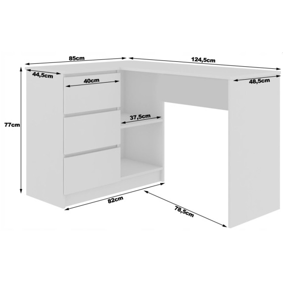 Sarok íróasztal balos 124,5x77x85 cm AKORD CLP - Wenge