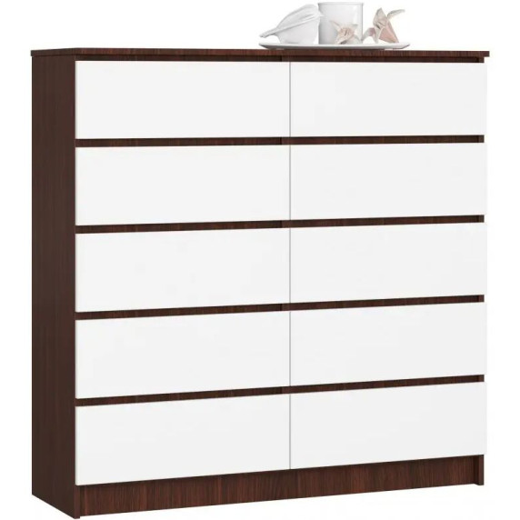 Komoda so 10 zásuvkami 120 x 121 x 40 cm Inlea4Home K120 10SZ CLP - wenge/biela