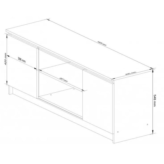 Comodă TV 140 cm - alb/gri grafit