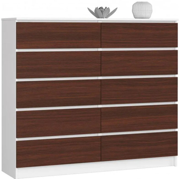 Comodă cu 10 sertare -  138x121x40  K140 10SZ CLP - alb/wenge