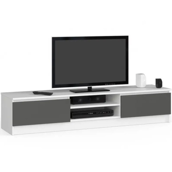 TV stolík 160 cm AKORD CLP - biely/sivý