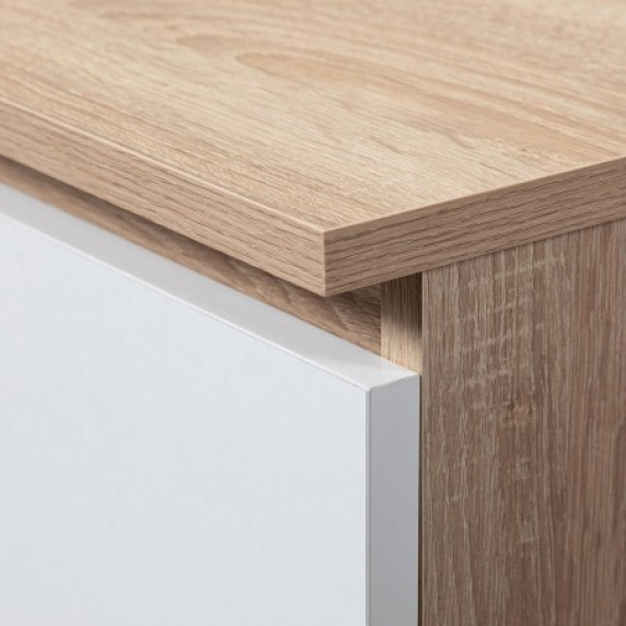Písací stôl pravý s 3 zásuvkami 90 cm AKORD CLP A-6 - dub sonoma/biely