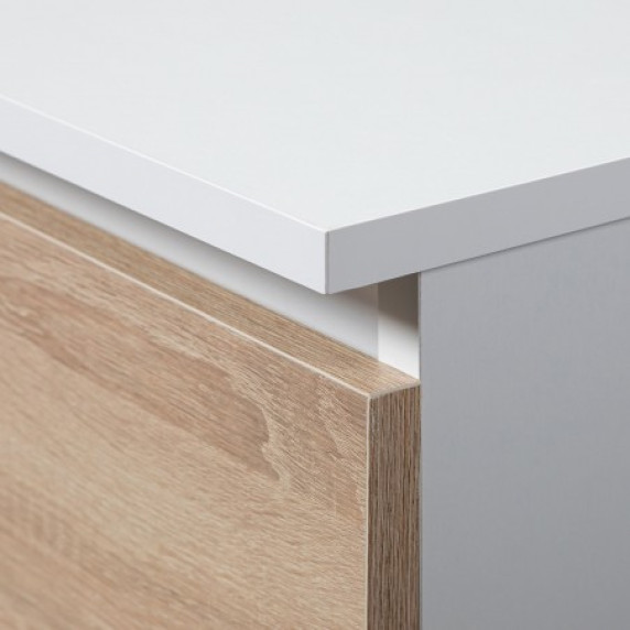 Sarok íróasztal balos 124,5 x 77 x 85 cm AKORD CLP B16 - fehér/sonoma tölgy