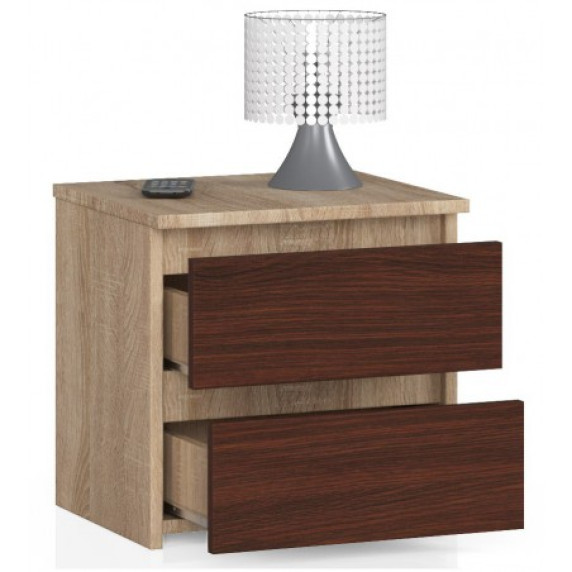 Nočný stolík s 2 zásuvkami 40 x 40 x 35 cm AKORD CL2 - dub sonoma/wenge
