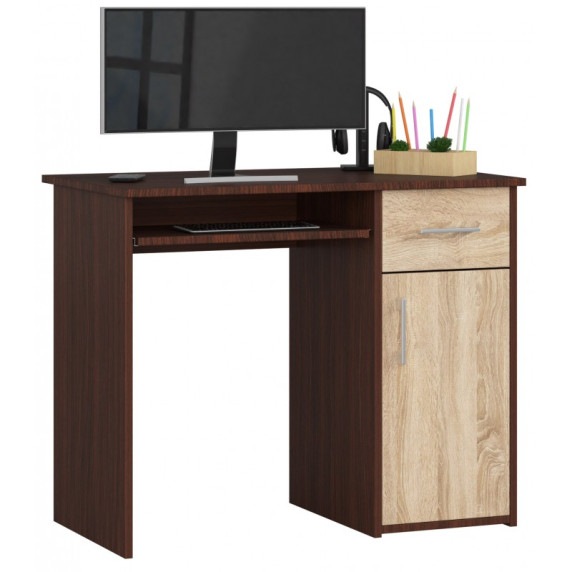 Písací stôl 90 x 50 x 74 cm AKORD PIN - wenge/dub sonoma