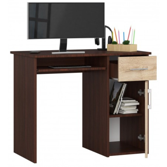 Písací stôl 90 x 50 x 74 cm AKORD PIN - wenge/dub sonoma