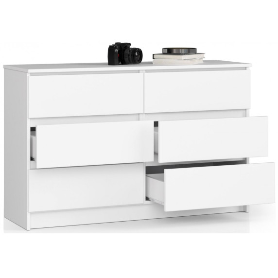 Comodă cu 6 sertare - 120x77x40 cm - Inlea4Home K120 6SZ CLP - alb