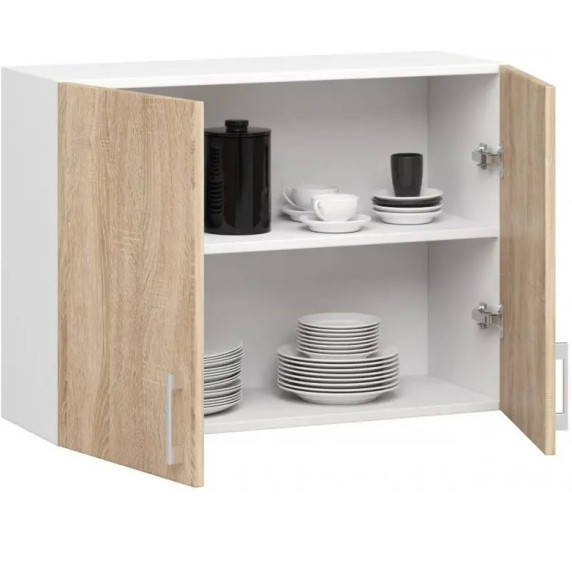 Závesná kuchynská skrinka AKORD LIMA W80/580 - biela/dub sonoma