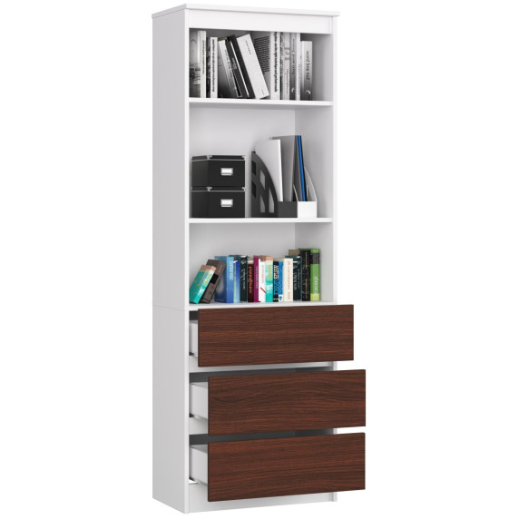 Dulap cu rafturi și 3 sertare AKORD R60 3SZ 2P CLP - Alb/Wenge