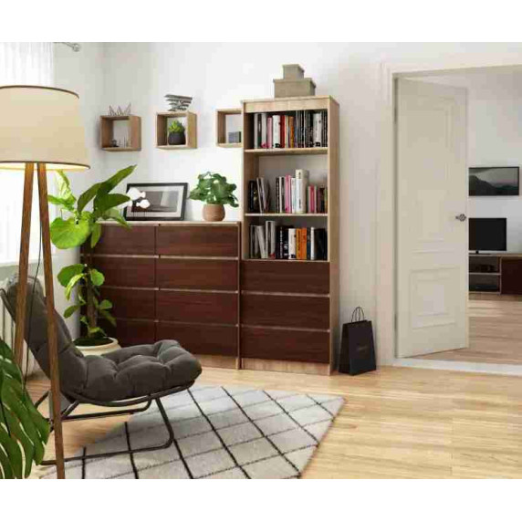 Dulap cu rafturi și 3 sertare AKORD R60 3SZ 2P CLP -Wenge/Sonoma