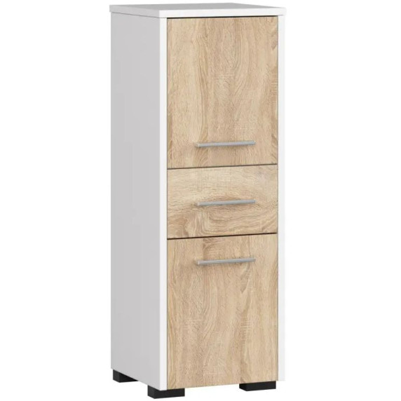 Dulap baie - 85 cm - alb/stejar sonoma - FIN