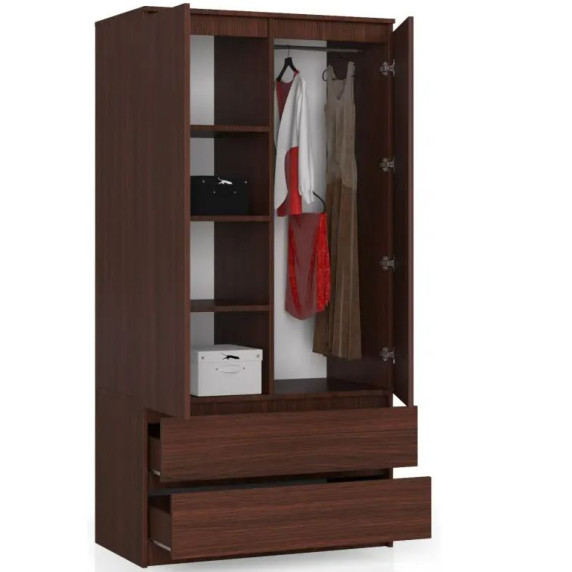 Dvojkrídlová skriňa s 2 zásuvkami 90 cm AKORD CLP - wenge