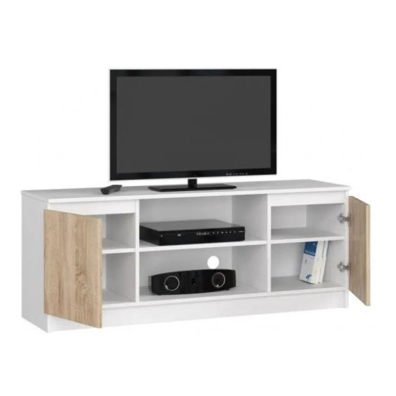 TV stolík 140 cm AKORD CLP - biely/dub sonoma